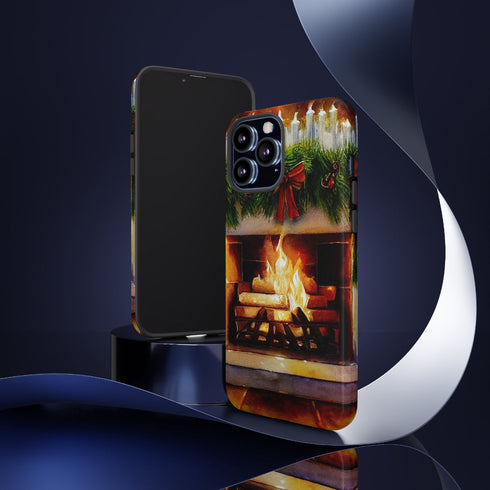 Candles on the Hearth Decorated for Christmas - Impact Resistant Phone Case